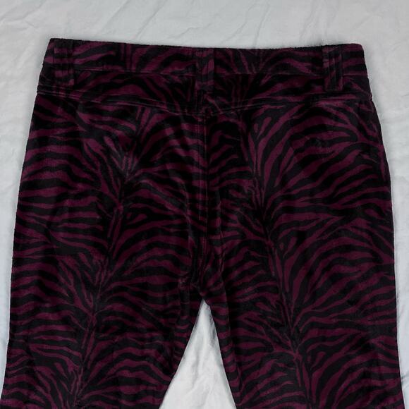Vintage Serious LA Fuzzy Velvet Zebra Print Flare Pants Los Angeles Clothing Y2K - Picture 7 of 16